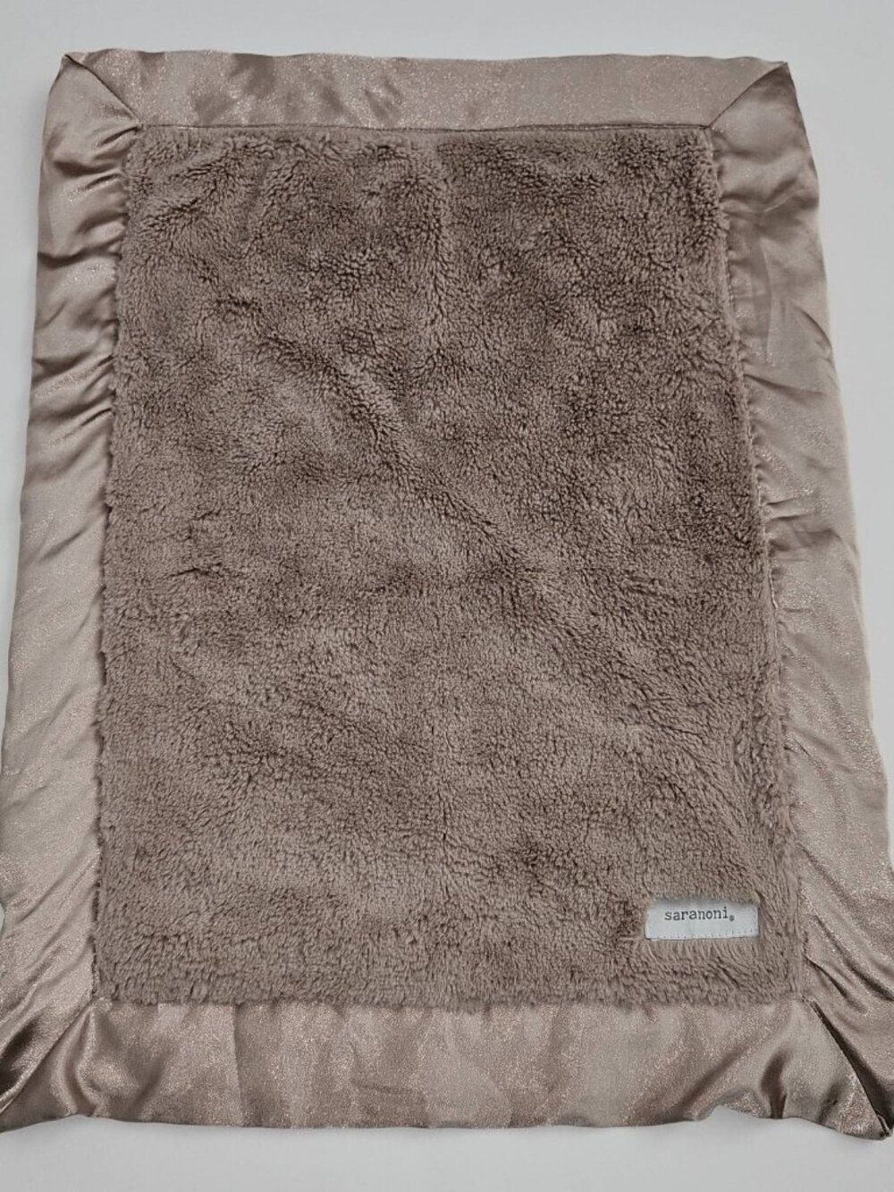 Saranoni Solid Brown Lovey Fleece Satin Trim Baby Security Blanket 15" x 20"